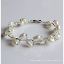 Fashion White Natural Freshwater Pearl Bracelet (EB1515-1)